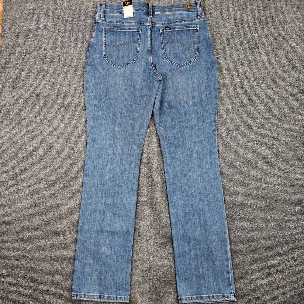 Lee Flex Motion Straight Leg Mid Rise Jeans Womens 14 LONG Ultra Lux Comfort NEW - Picture 9 of 12